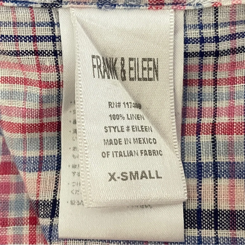 Frank & Eileen Plaid Linen Blouse Top Shirt Size XS Long Sleeve Button Front - Picture 12 of 13